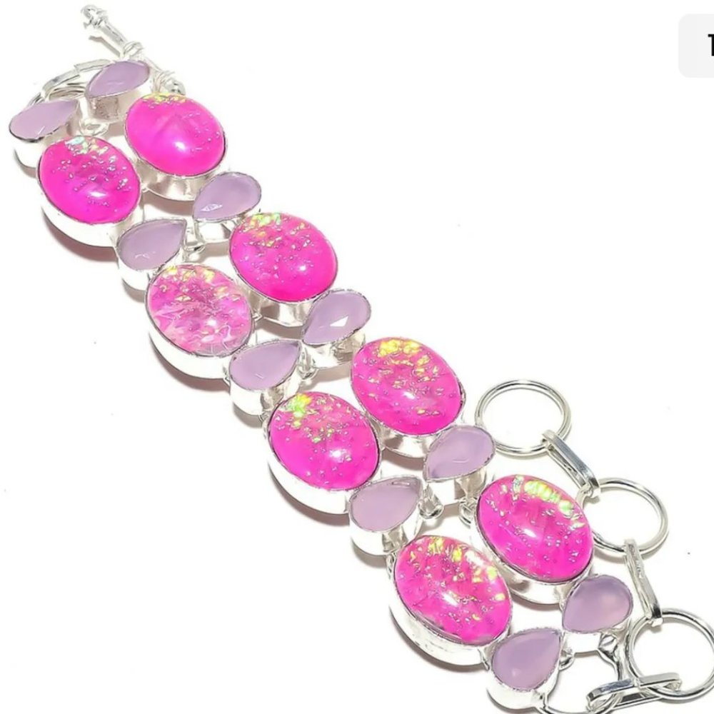 Chunky Pink Fire Opal Braclet